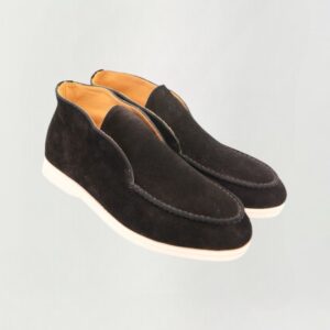 Handmade Men's Shoe Loafer High Top Black: Comfort and Durability