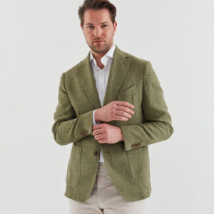 Elegante Ensamble Hochwertige olivgrüne Leinenjacke: perfekt für Business und Sommerveranstaltungen